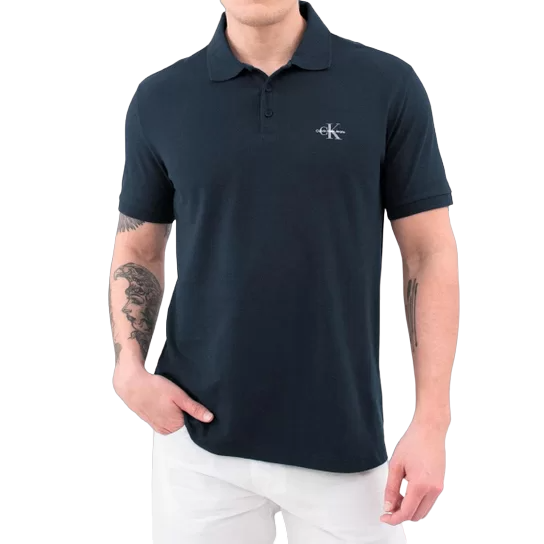 Polo Calvin Klein Jeans Masculina Piquet Regular Re Issue Azul Marinho